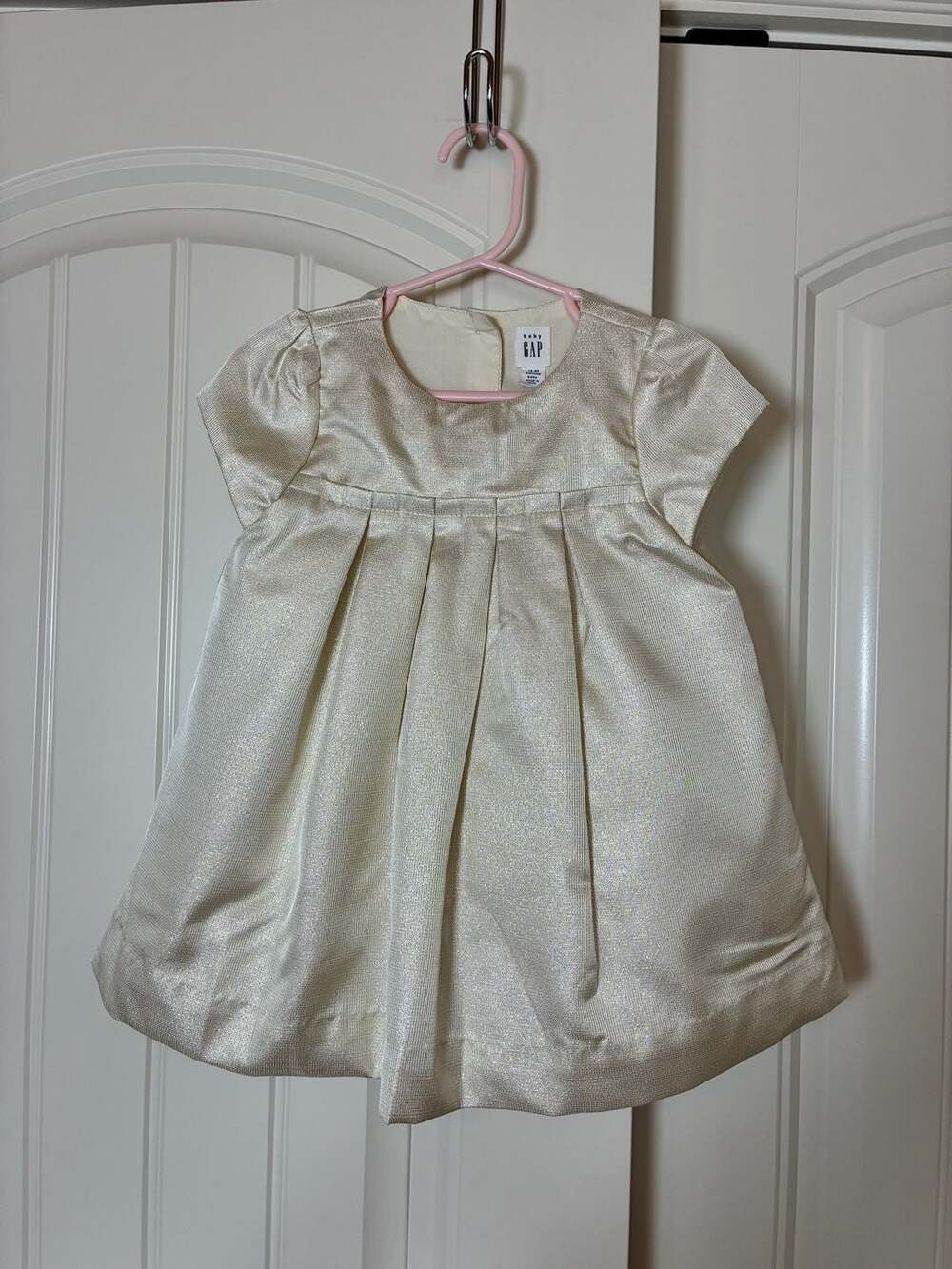 Baby Gap Metallic Gold Brocade Pleated Cap Sleeve Holiday Dress with Bloomers